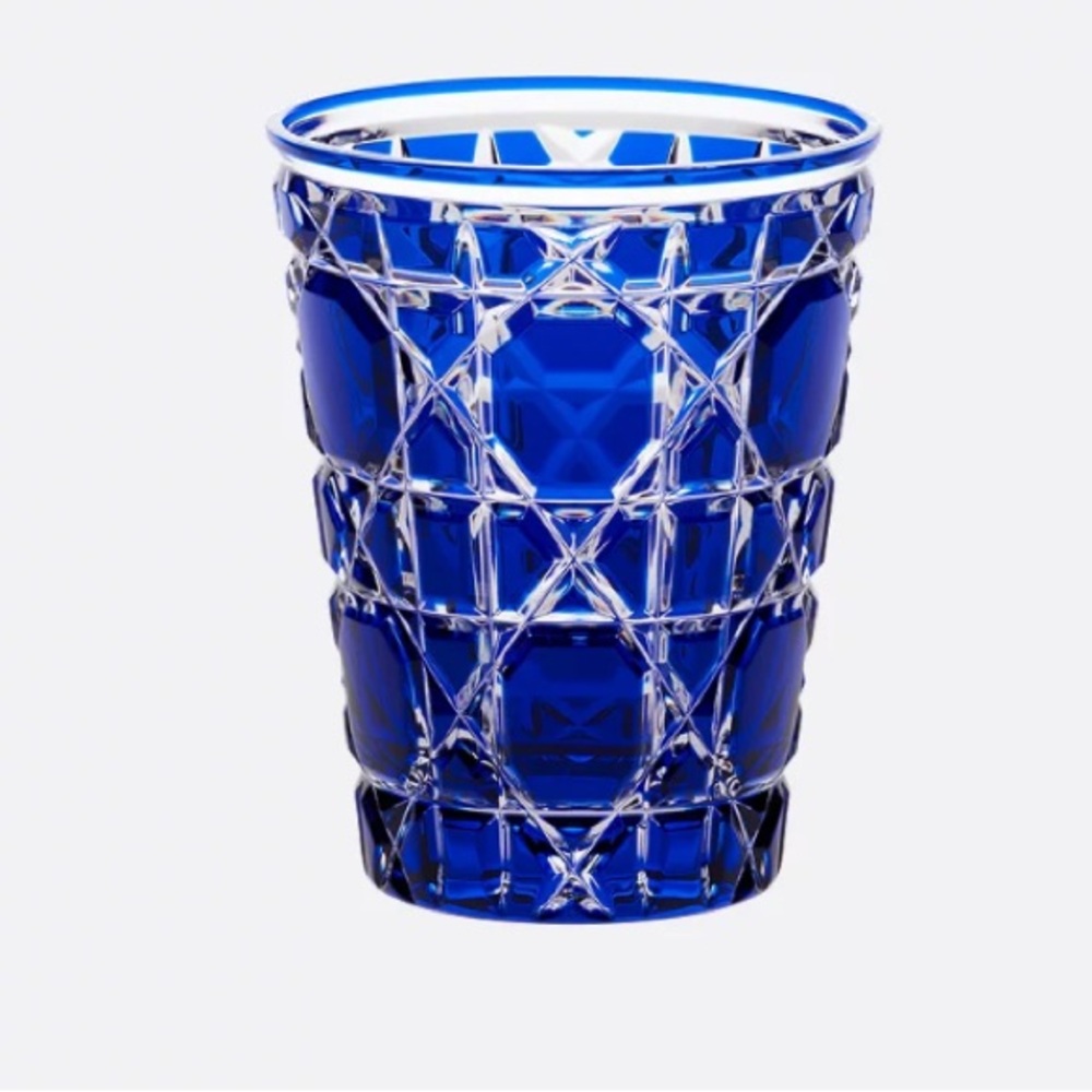 NIB Dior 4 Water Glasses set blue crystal cannage - Picture 2 of 7